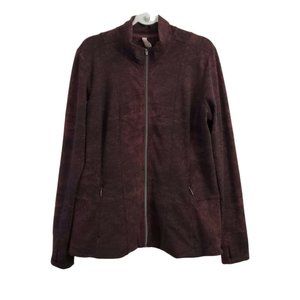 Athleta Womens Jacket XL Shanti Jacquard Antique Burgundy Zip Up  #486698